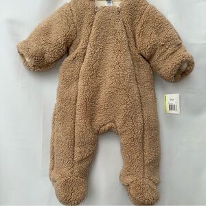 Little Me Infant Sherpa Bunting Suit w/ Hood & Ears Tan TeddyBear Snowsuit sz3-6